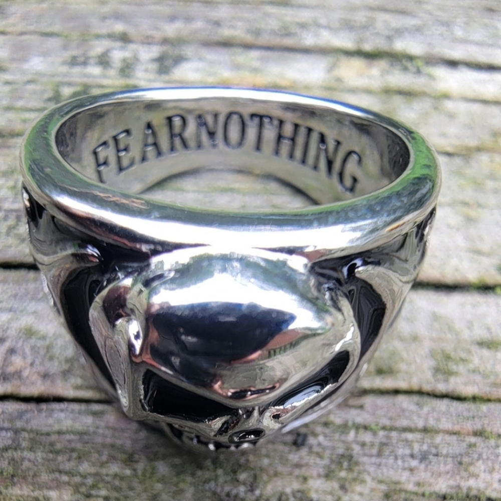 Fear Nothing  Skeleton Ring.  Size 8